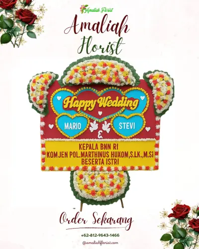 Karangan Papan Bunga Pernikahan di Penglatan